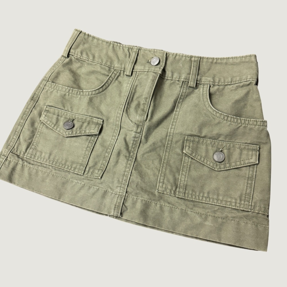 Aritzia Sunday Best Olive Green Cotton Cargo Mini Skirt Utility Size 0